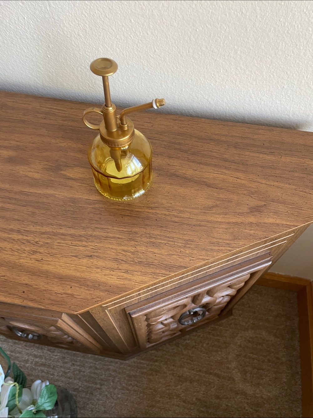 Amber Glass Plant Mister with Brass Pump - Home Bath